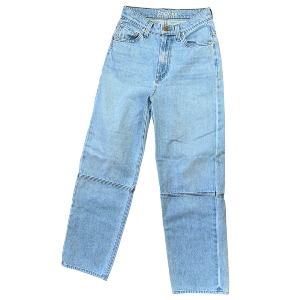Snacks X Mother Just A Nibble Straight Leg Blue Jeans Womens 24 Western Preppy - Picture 9 of 16